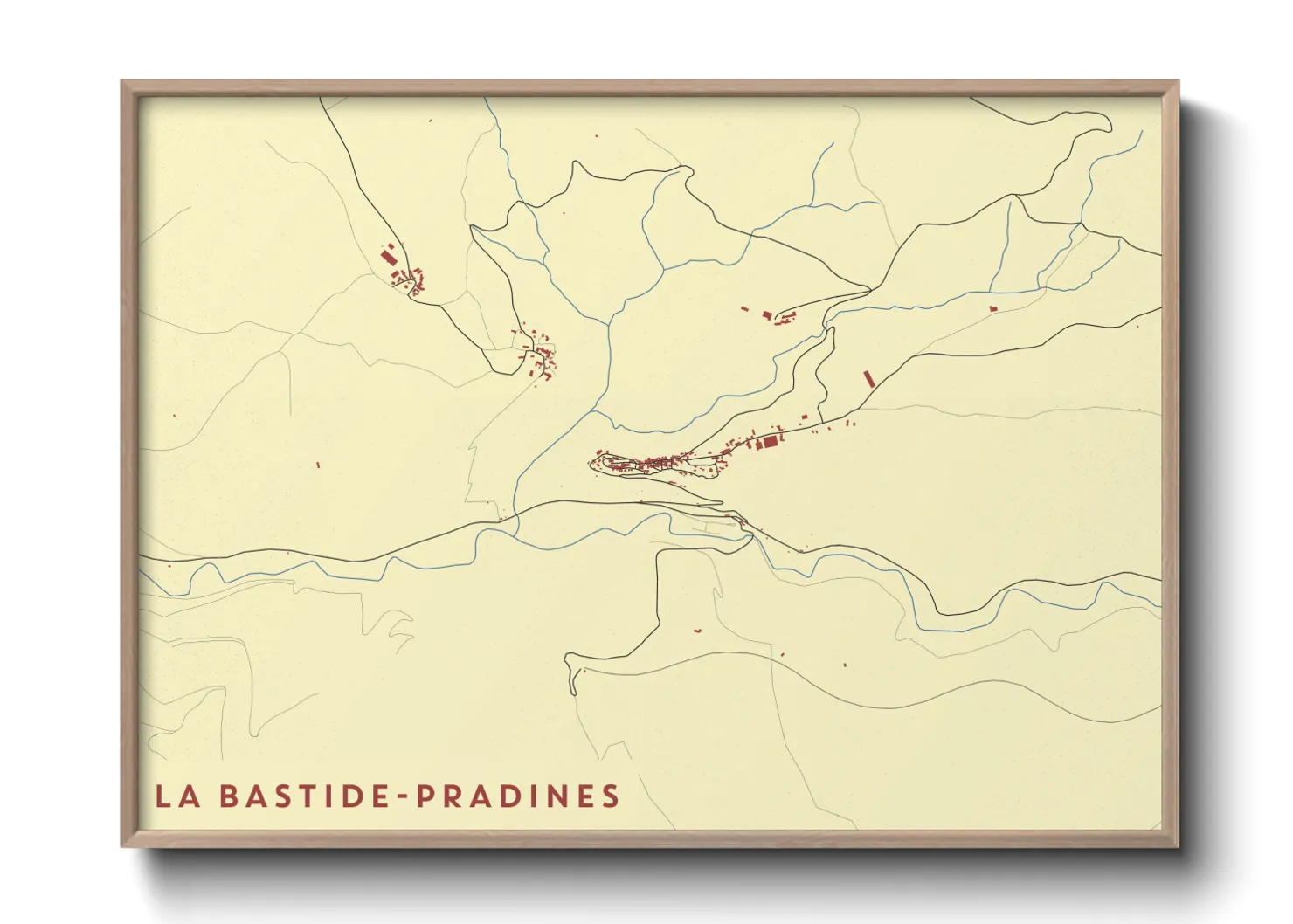 Une affiche de carte sur La Bastide-Pradines