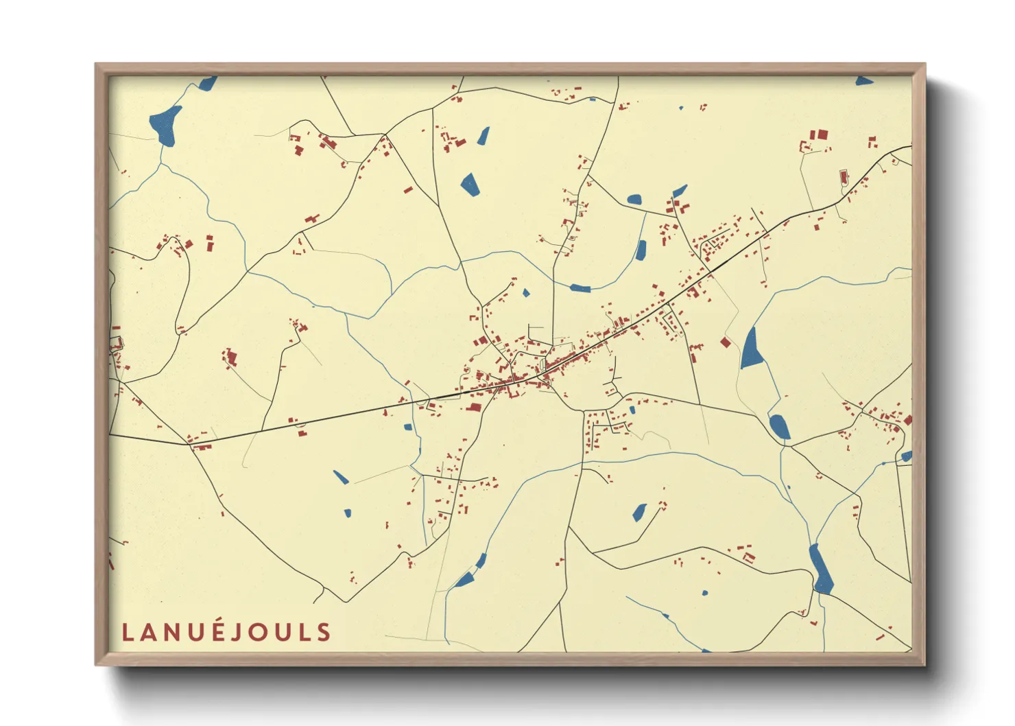 Une affiche de carte sur Lanuéjouls
