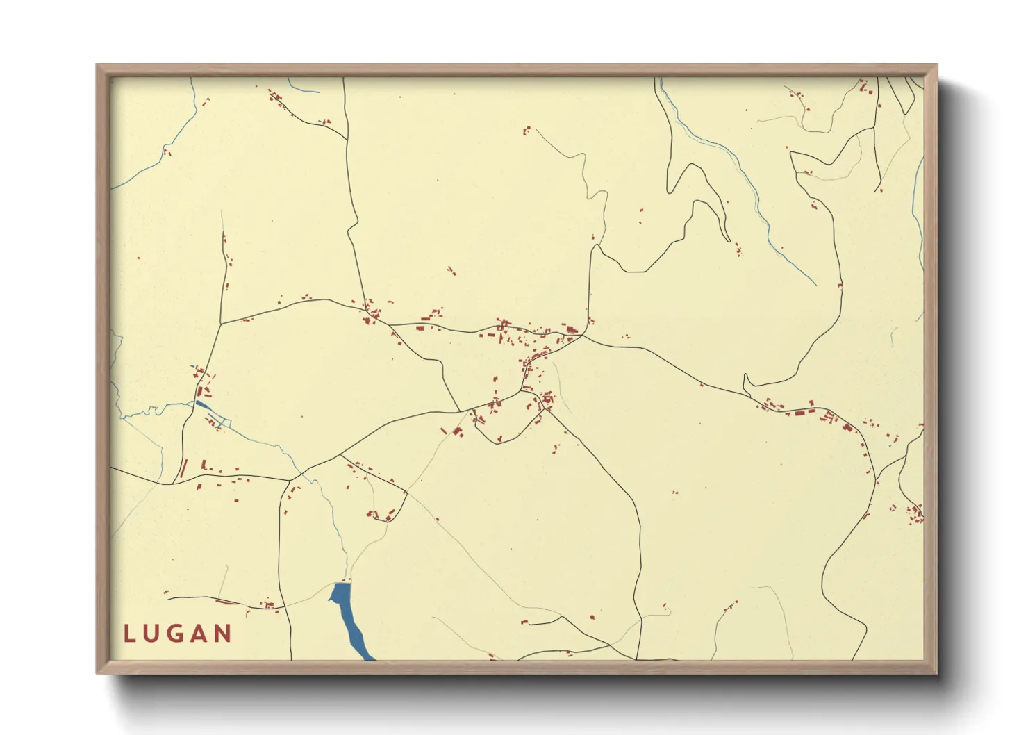 Une affiche de carte sur Lugan