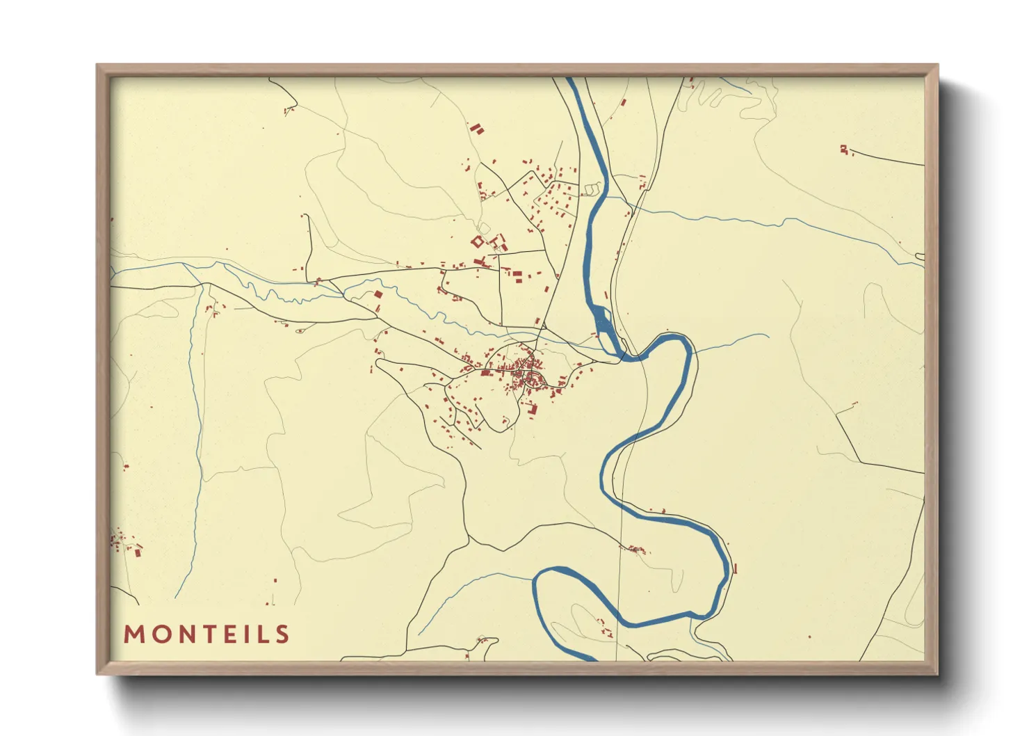 Une affiche de carte sur Monteils
