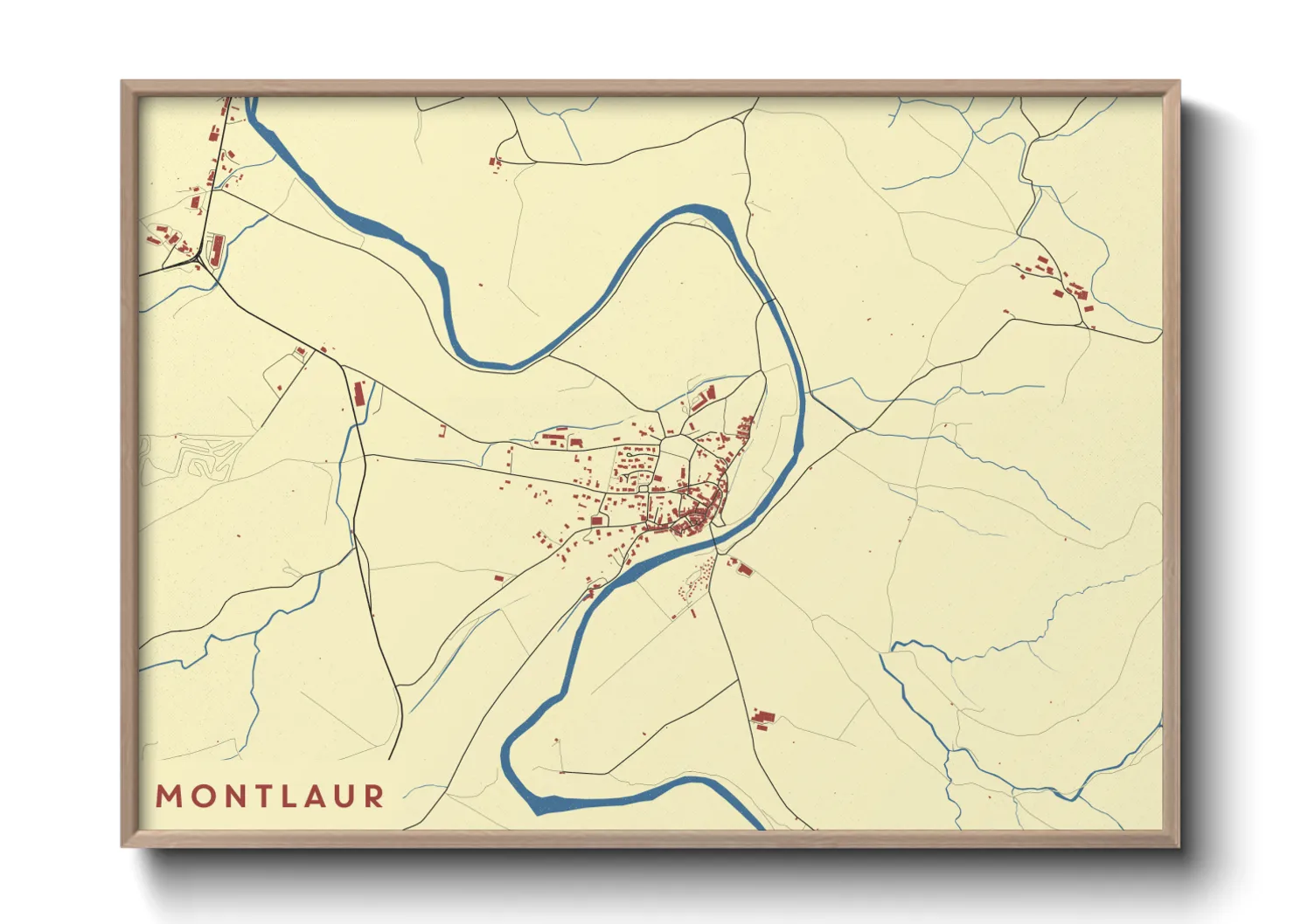 Une affiche de carte sur Montlaur