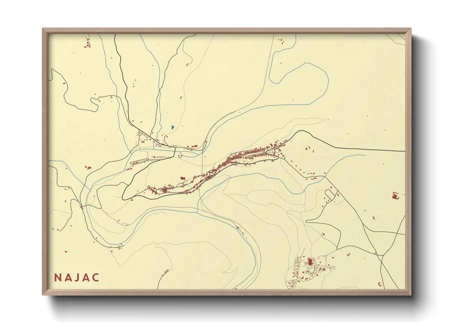 Une affiche de carte sur Najac