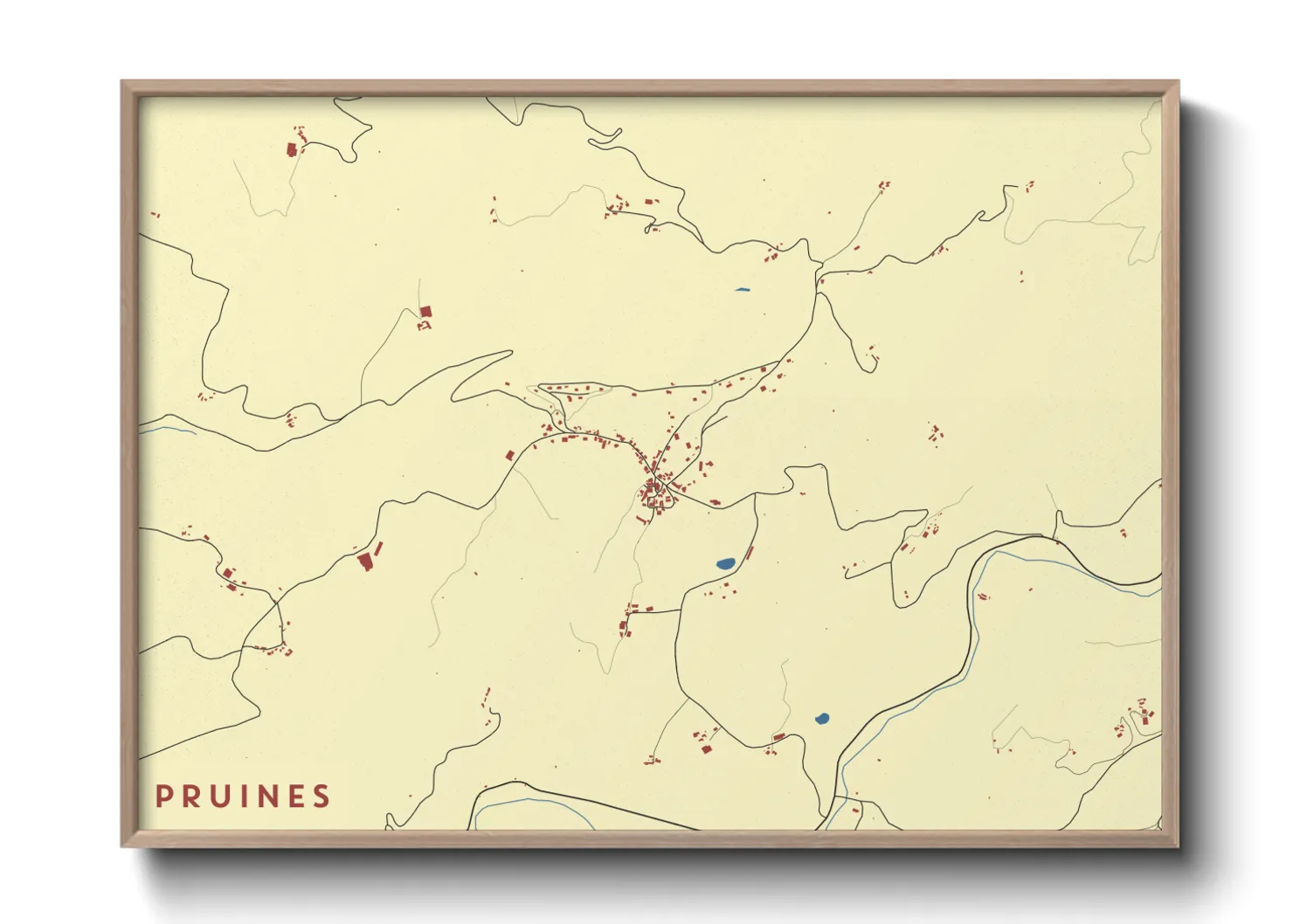 Une affiche de carte sur Pruines