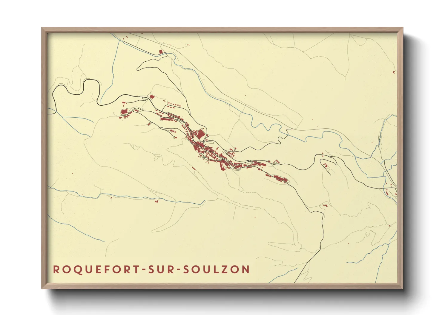 Une affiche de carte sur Roquefort-sur-Soulzon
