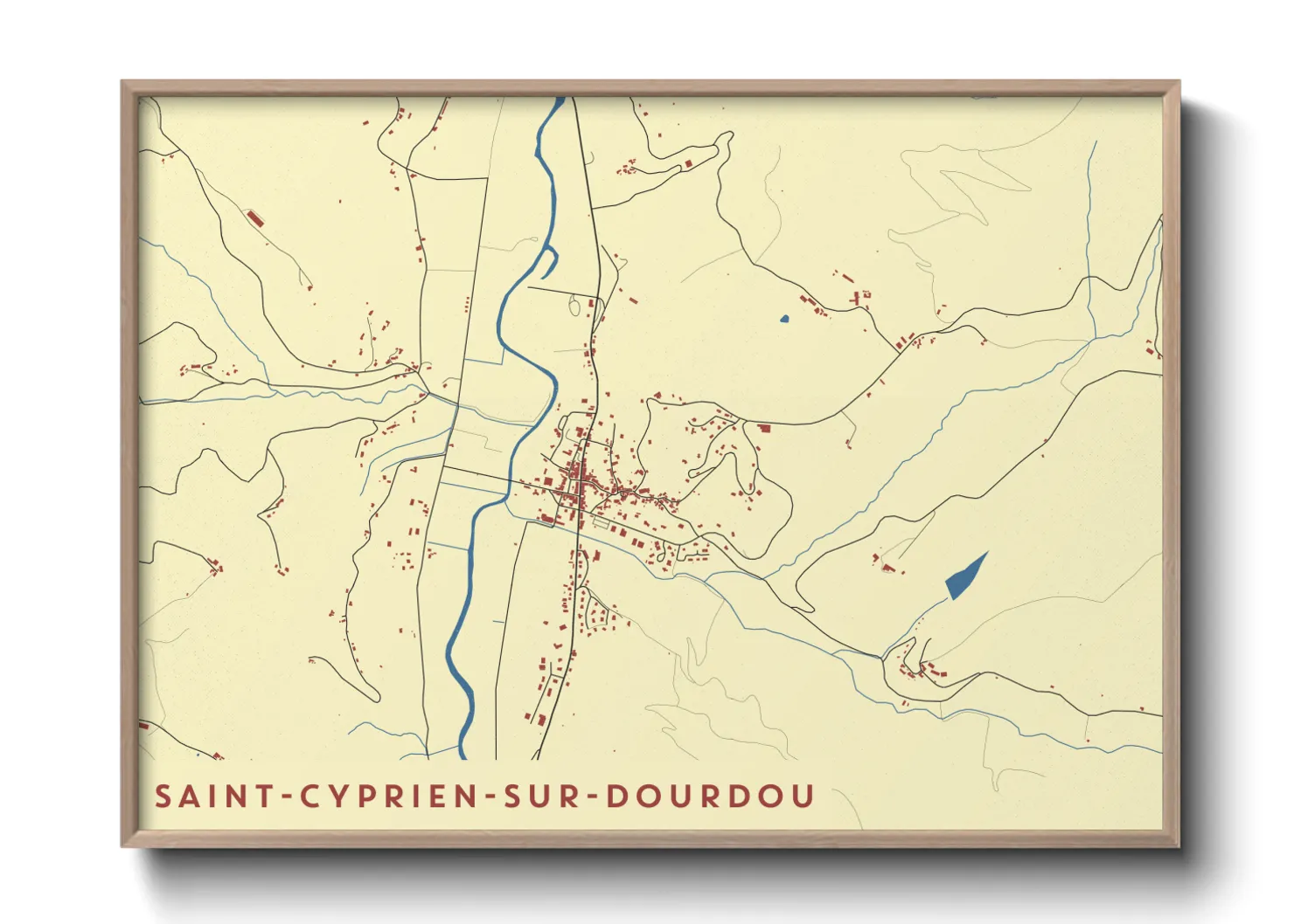 Une affiche de carte sur Saint-Cyprien-sur-Dourdou