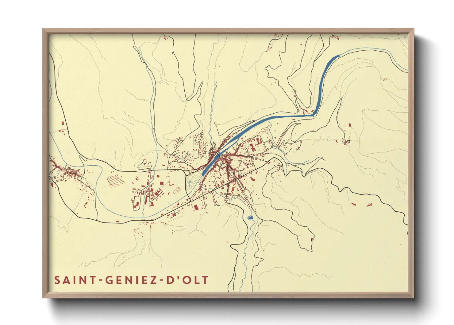 Une affiche de carte sur Saint-Geniez-d'Olt