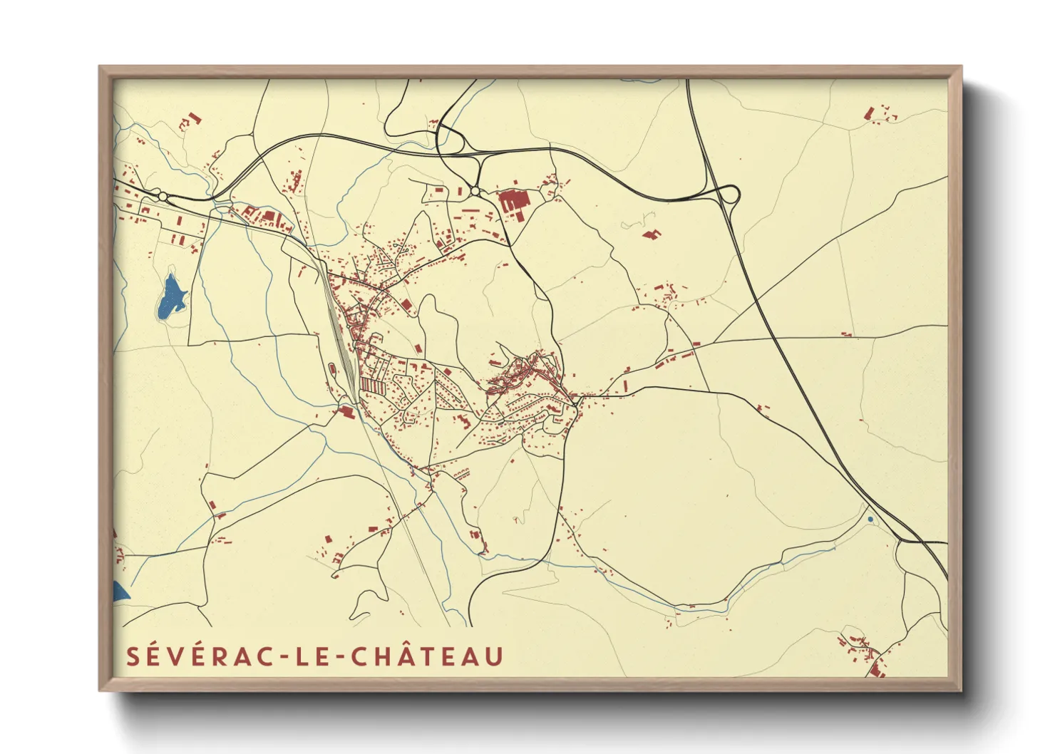 Une affiche de carte sur Sévérac-le-Château
