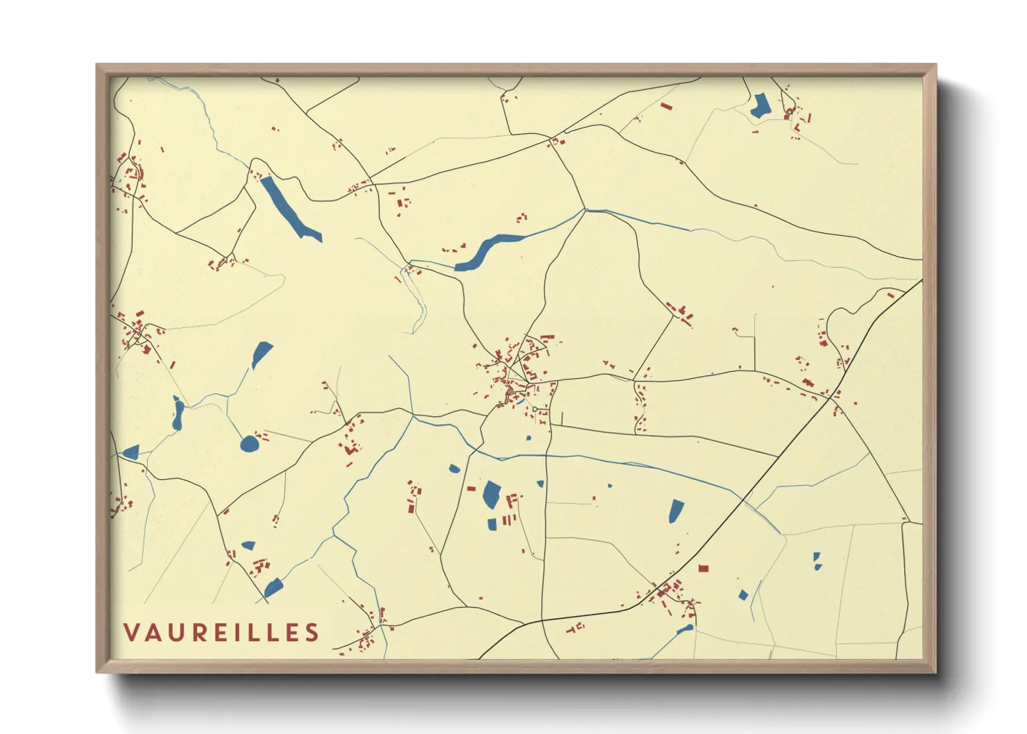 Une affiche de carte sur Vaureilles