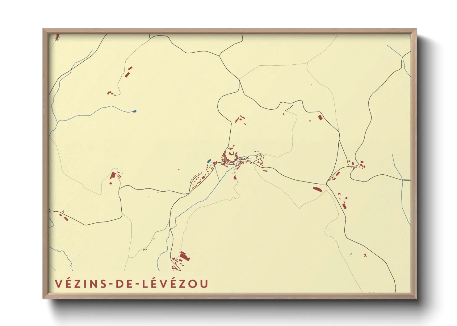 Une affiche de carte sur Vézins-de-Lévézou