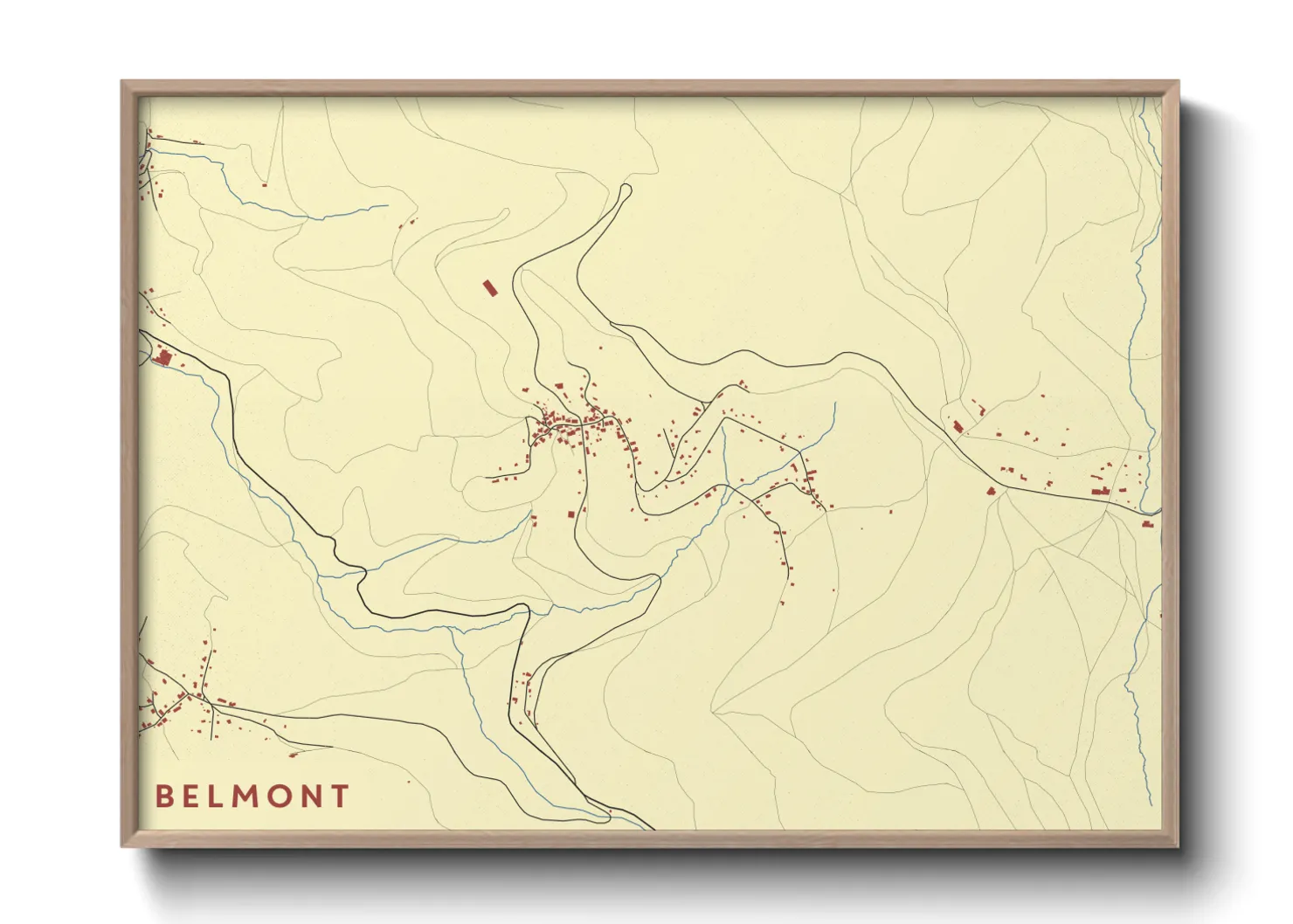 Une affiche de carte sur Belmont
