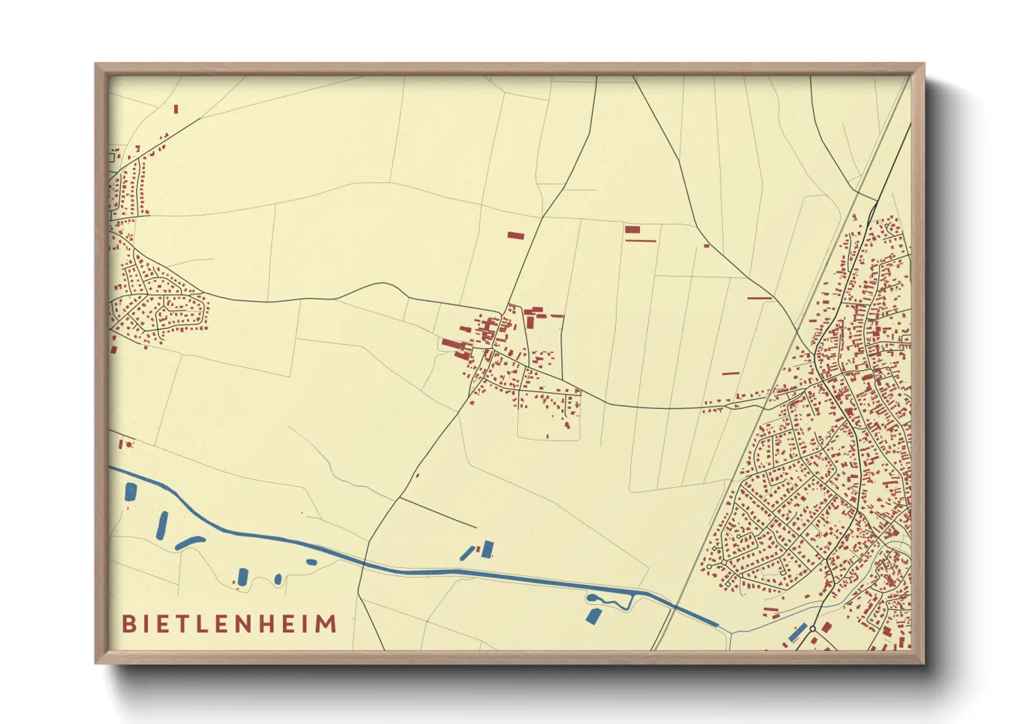 Une affiche de carte sur Bietlenheim