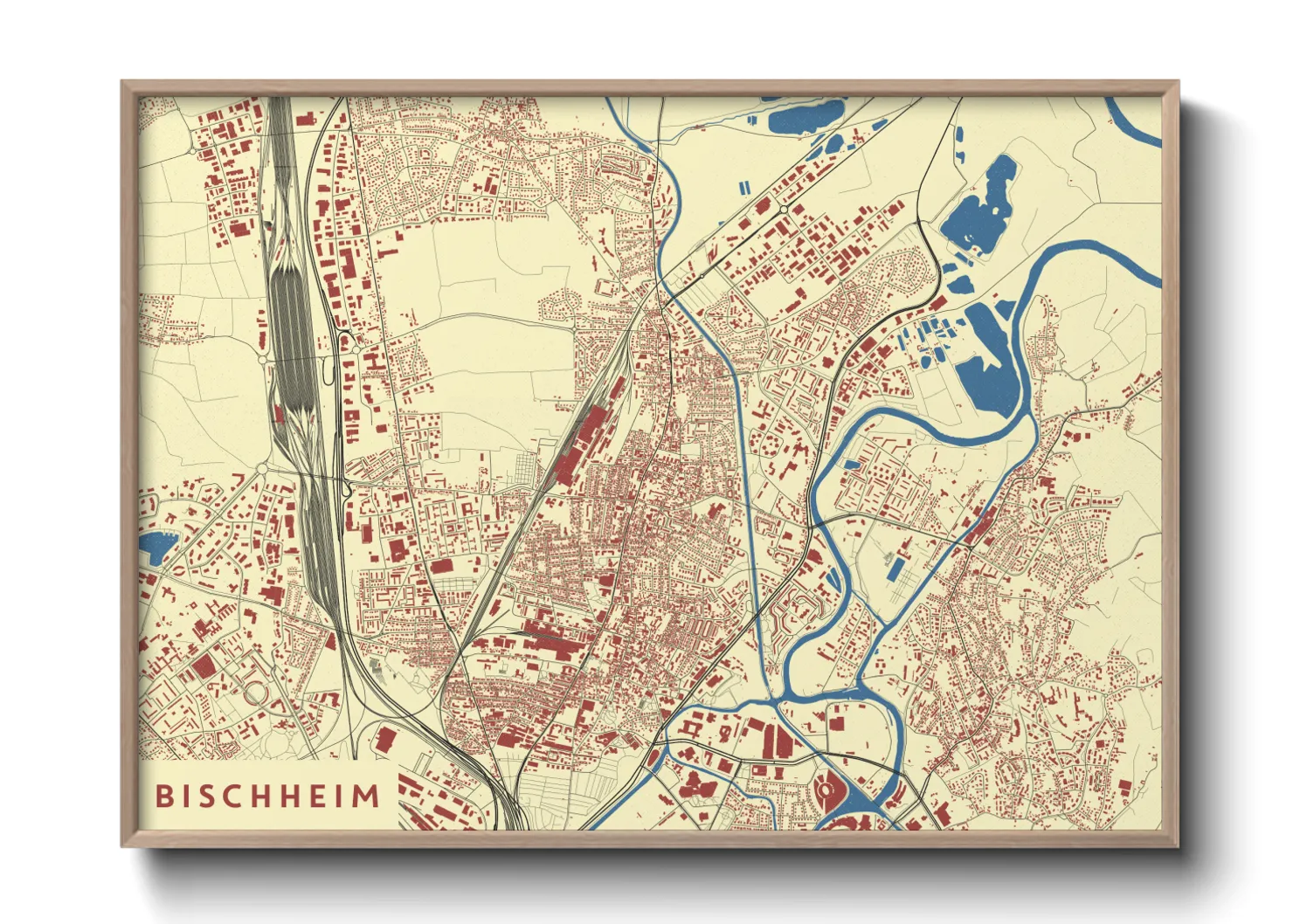 Une affiche de carte sur Bischheim