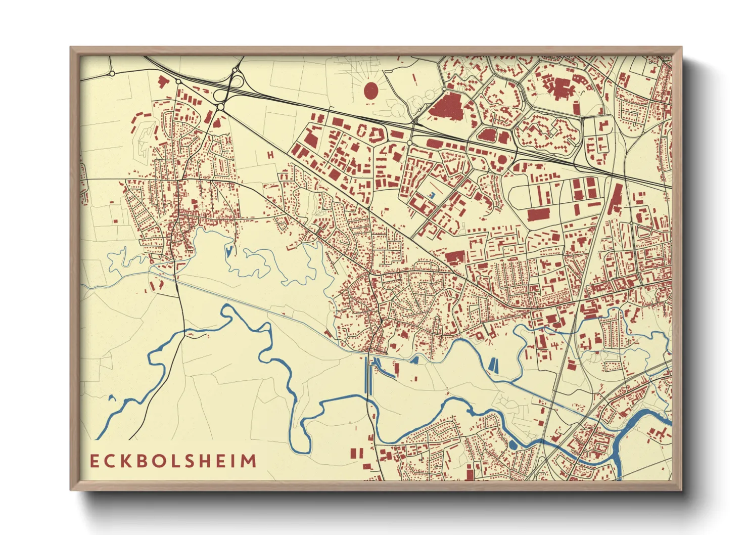 Une affiche de carte sur Eckbolsheim