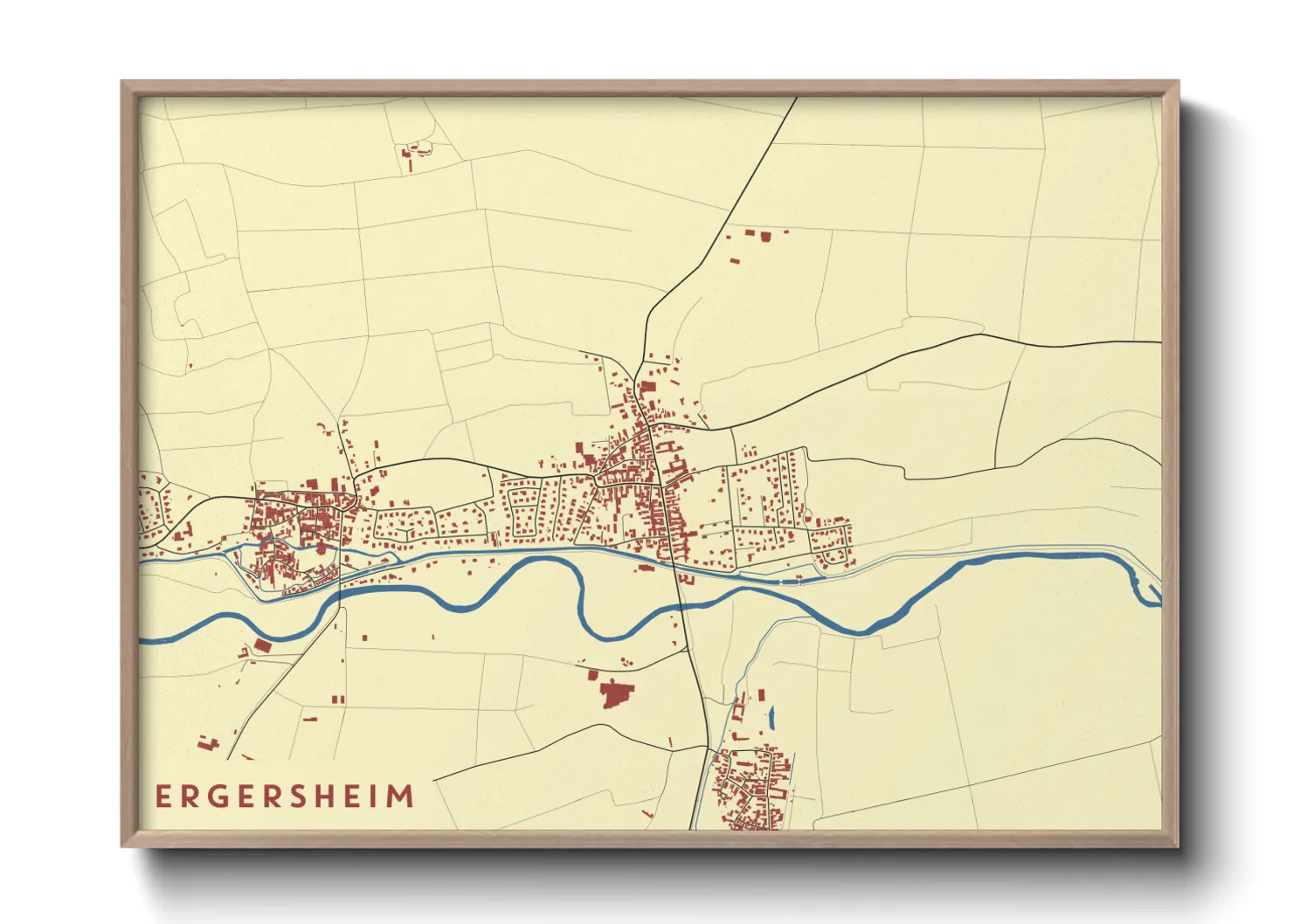 Une affiche de carte sur Ergersheim
