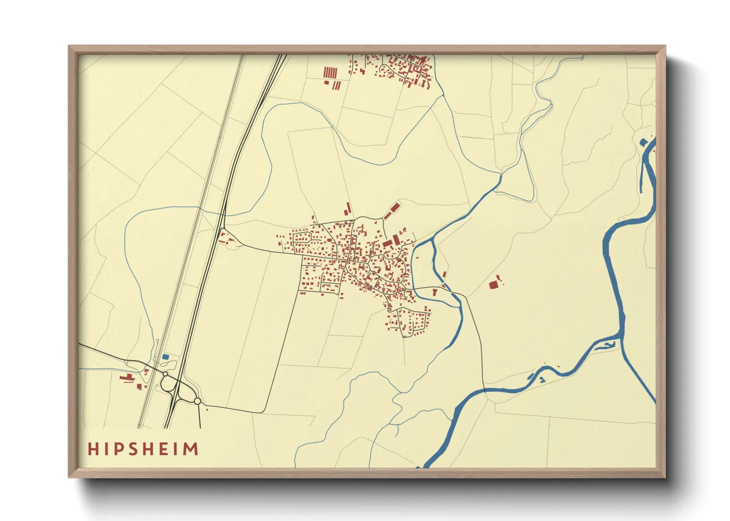 Une affiche de carte sur Hipsheim