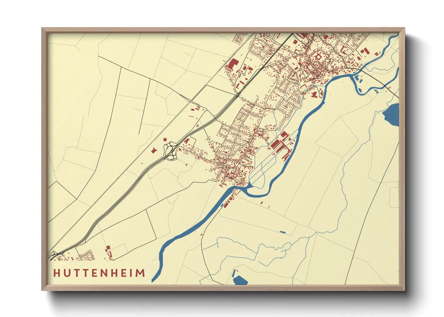 Une affiche de carte sur Huttenheim