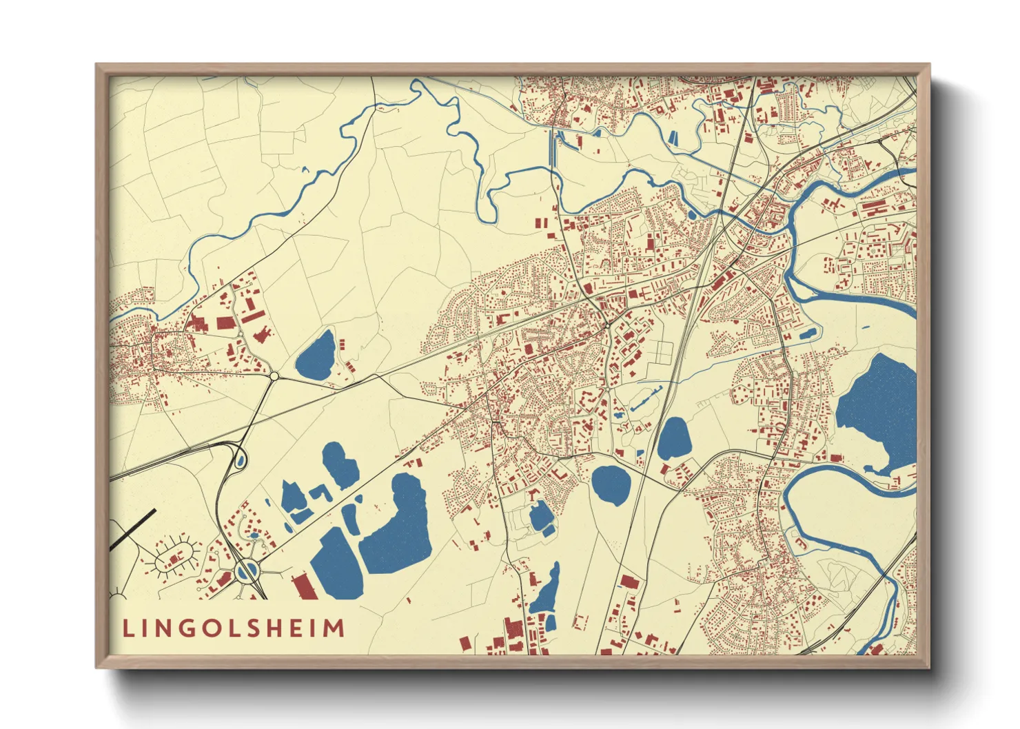 Une affiche de carte sur Lingolsheim