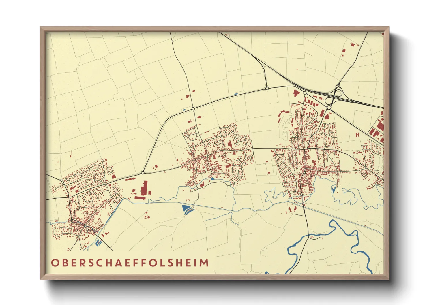 Une affiche de carte sur Oberschaeffolsheim