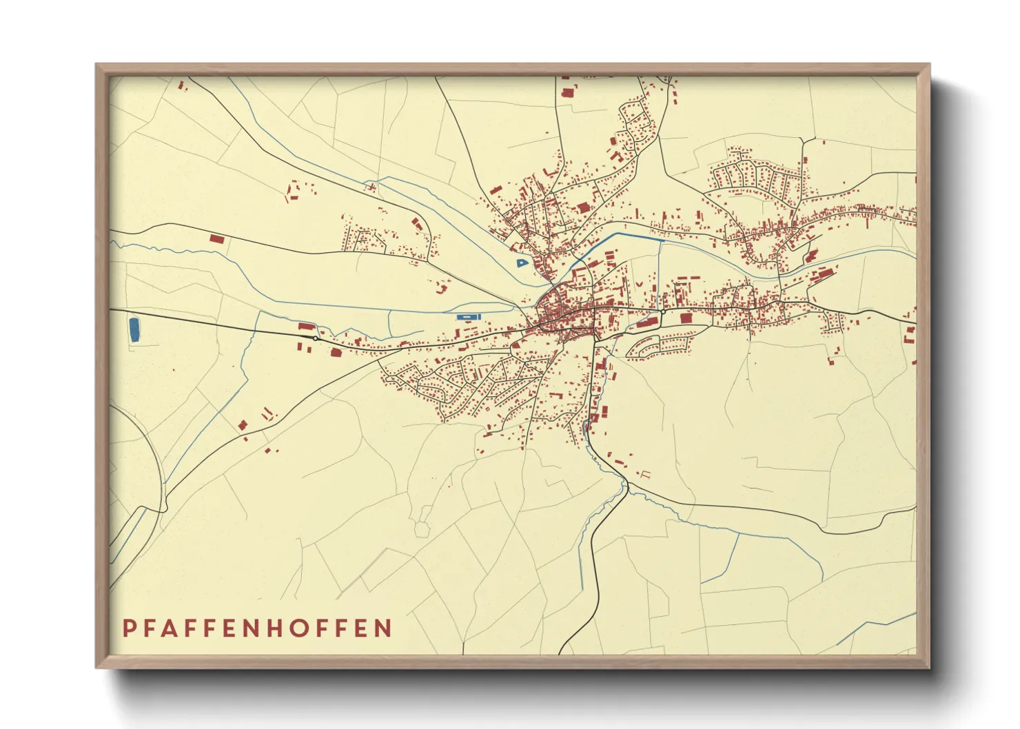 Une affiche de carte sur Pfaffenhoffen