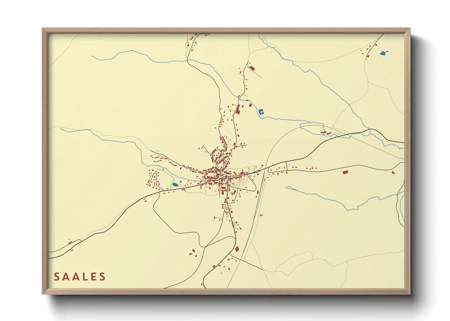 Une affiche de carte sur Saales