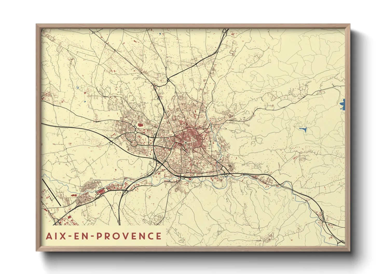 Une affiche de carte sur Aix-en-Provence