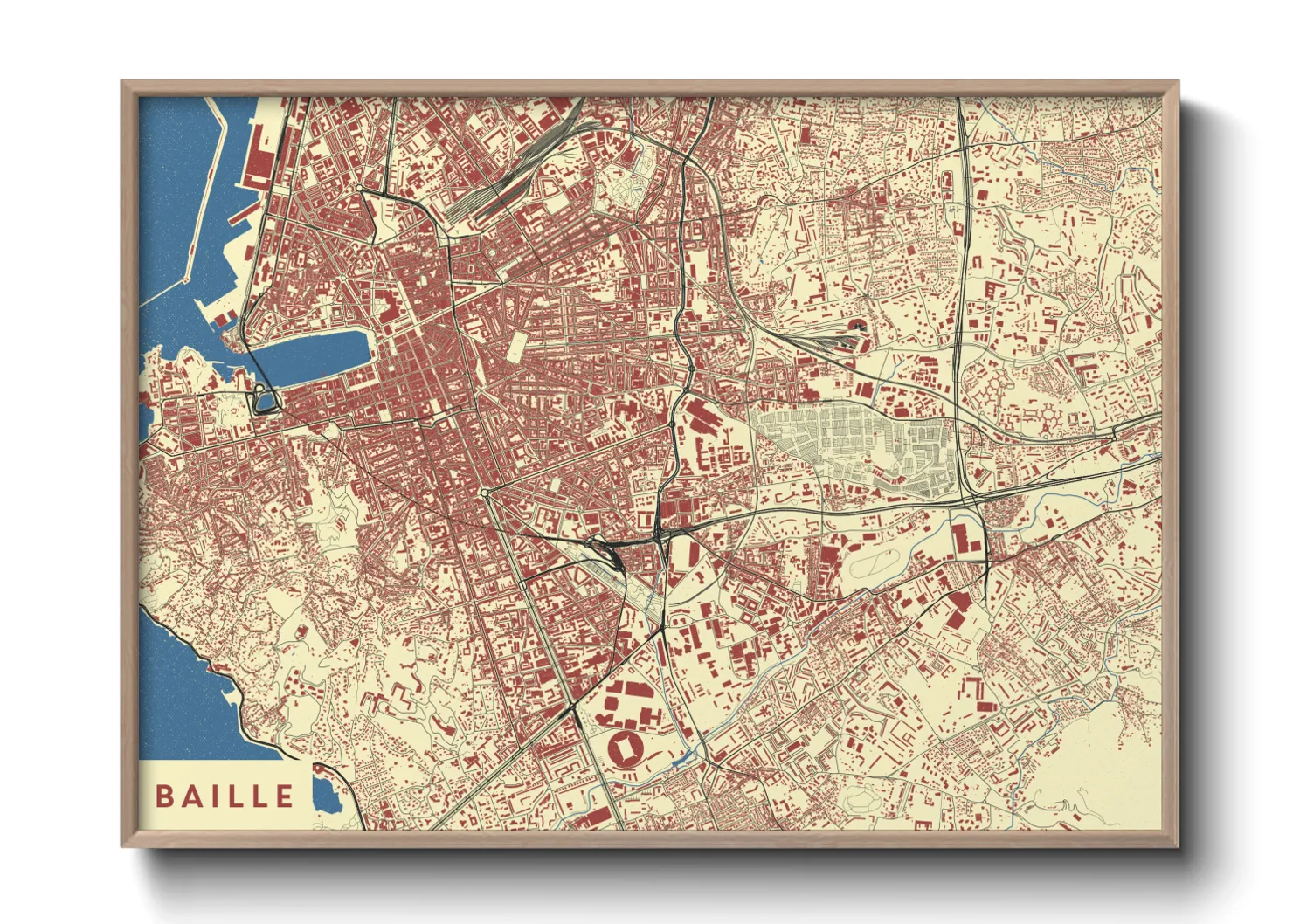 Une affiche de carte sur Baille