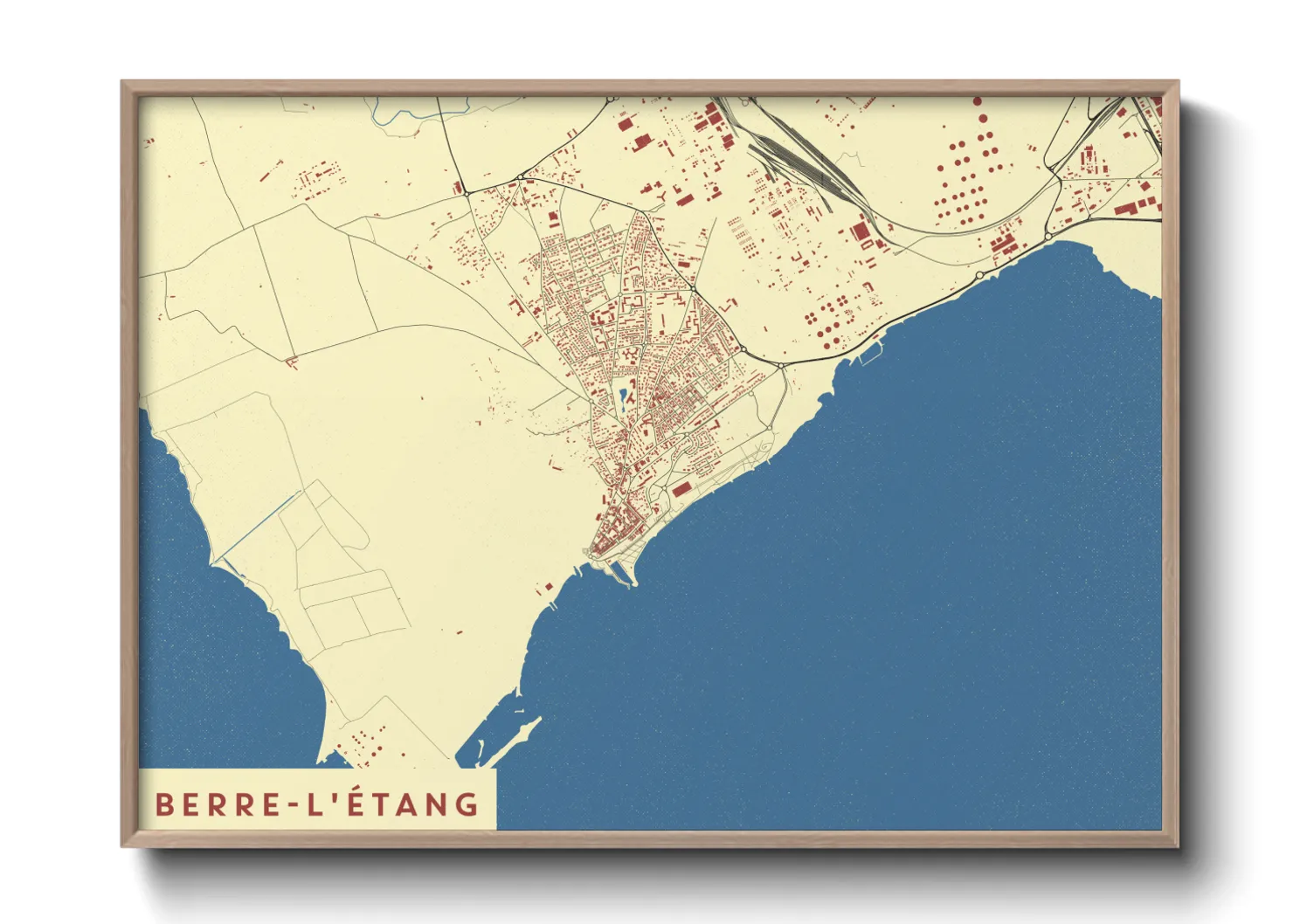 Une affiche de carte sur Berre-l'Étang