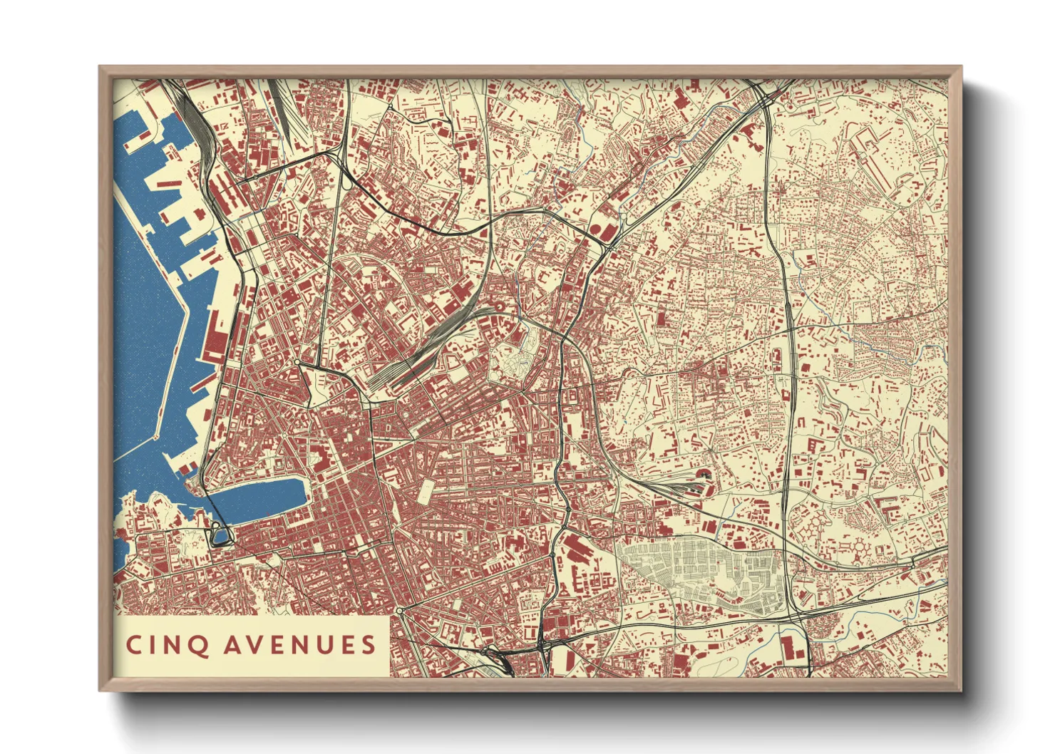 Une affiche de carte sur Cinq Avenues