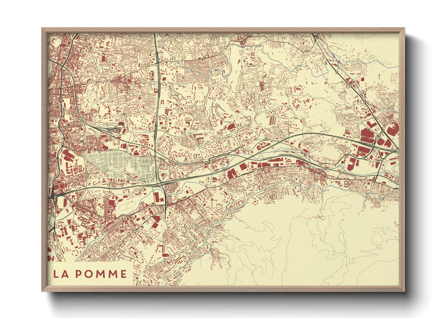 Une affiche de carte sur La Pomme