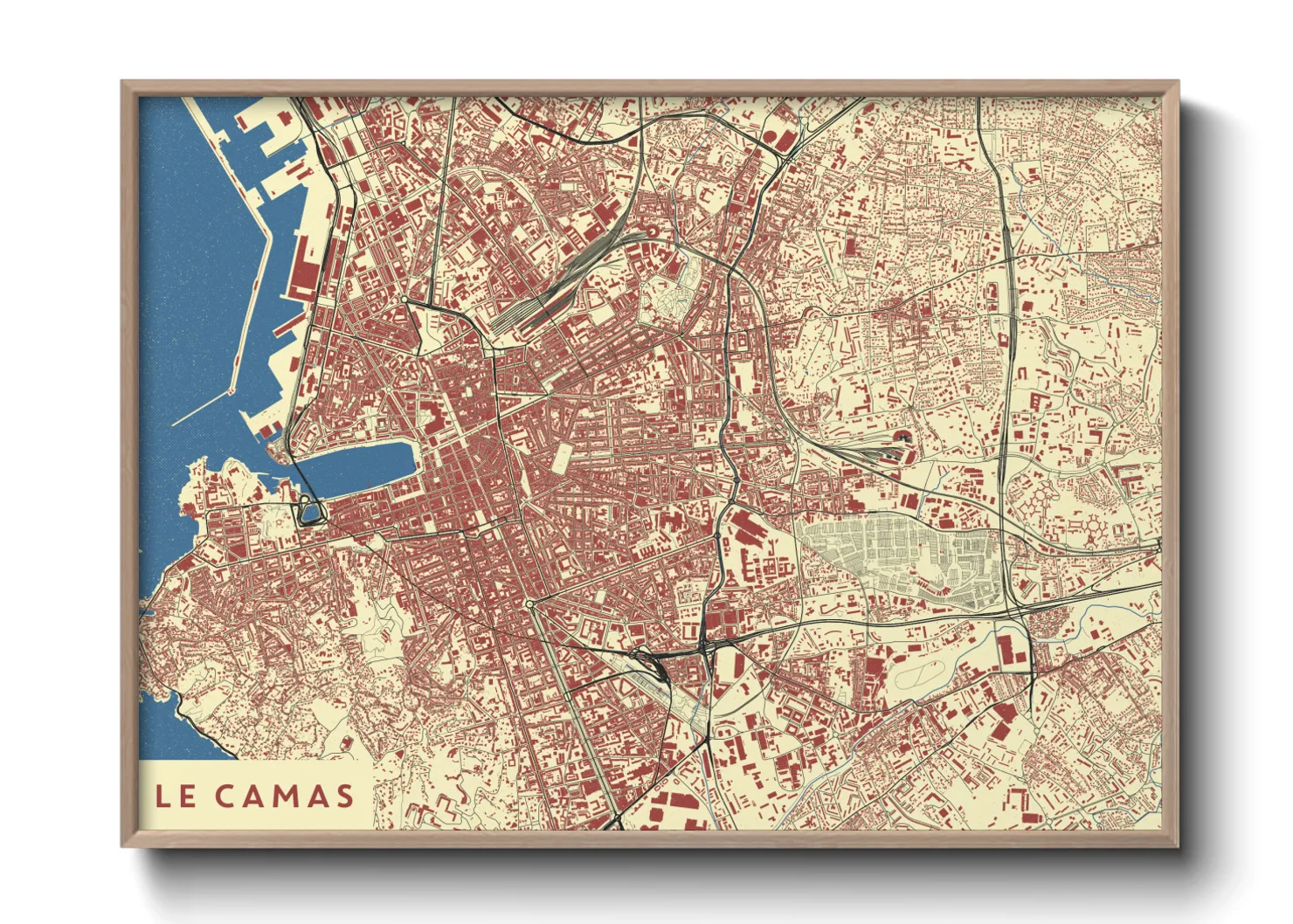 Une affiche de carte sur Le Camas