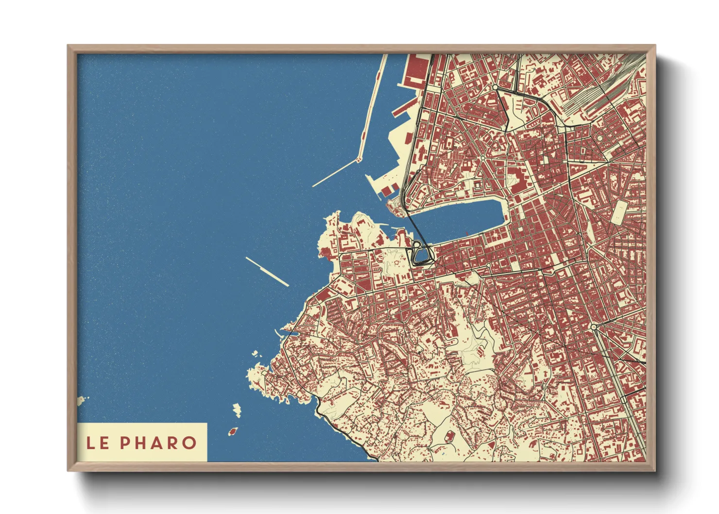 Une affiche de carte sur Le Pharo