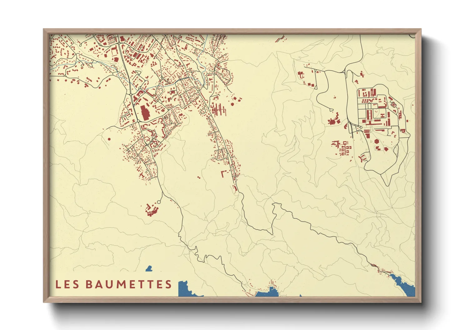 Une affiche de carte sur Les Baumettes