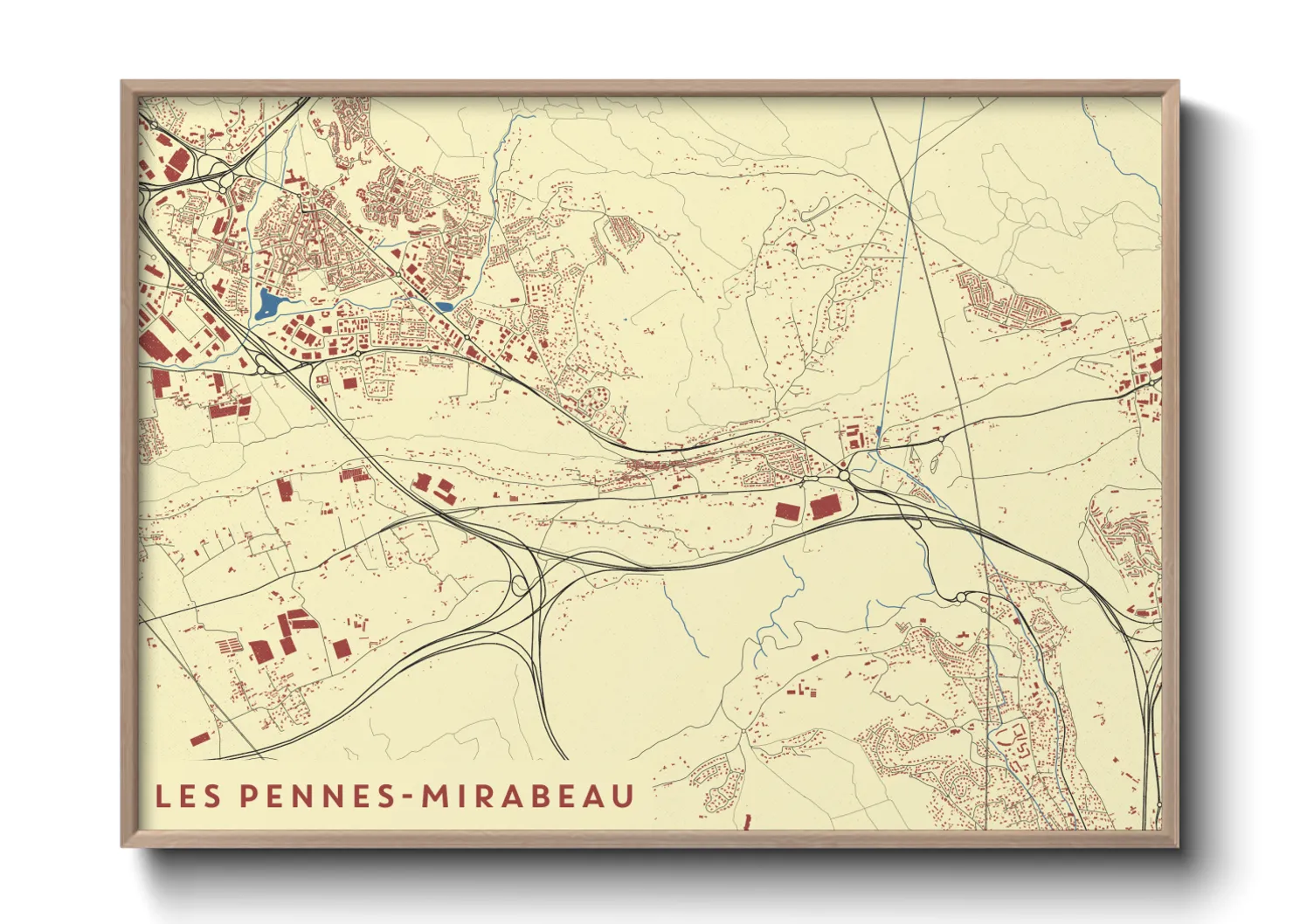Une affiche de carte sur Les Pennes-Mirabeau