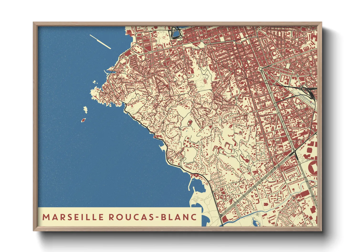 Une affiche de carte sur Marseille Roucas-Blanc