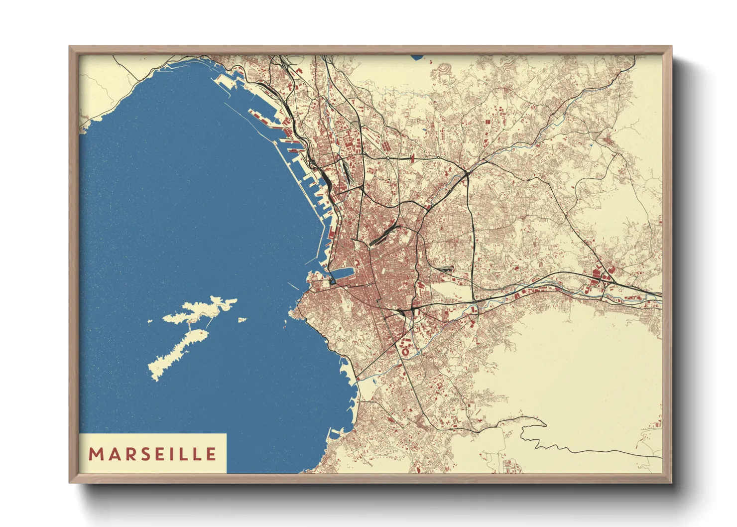 Une affiche de carte sur Marseille