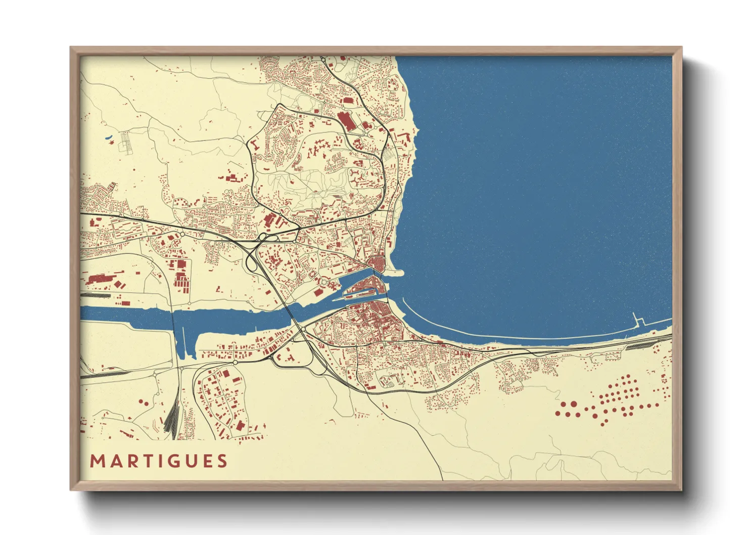 Une affiche de carte sur Martigues