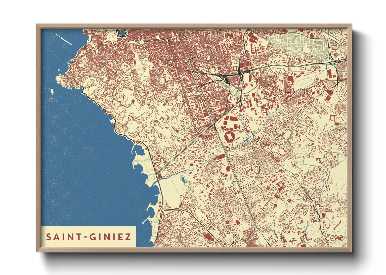 Une affiche de carte sur Saint-Giniez