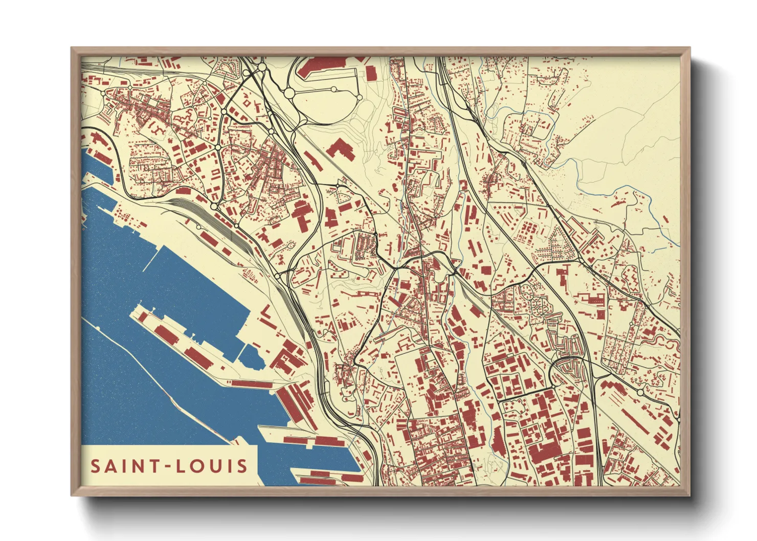 Une affiche de carte sur Saint-Louis