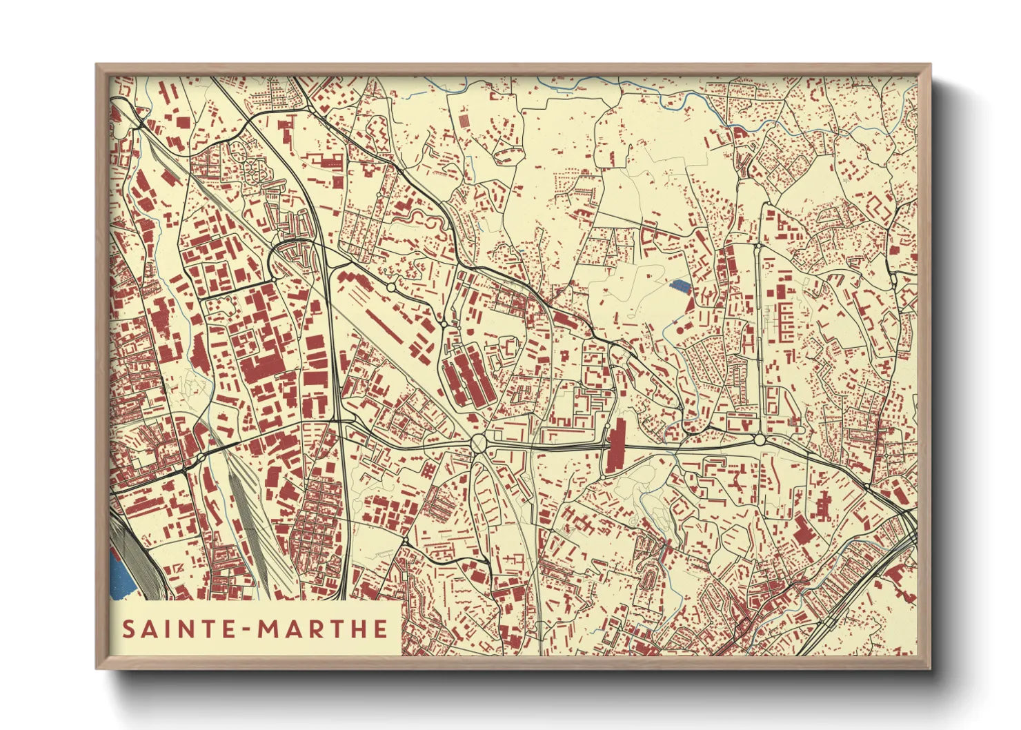Une affiche de carte sur Sainte-Marthe