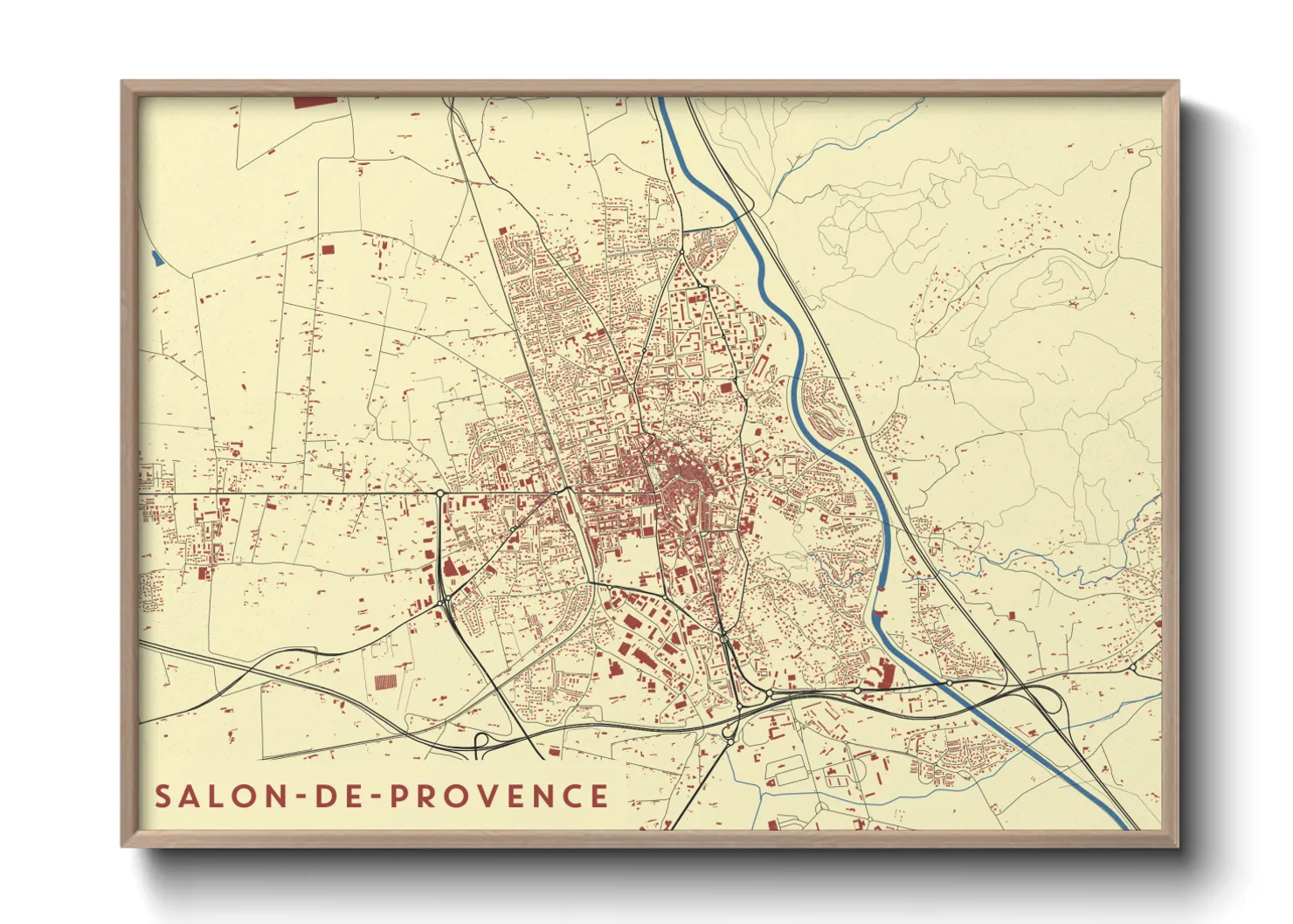 Une affiche de carte sur Salon-de-Provence