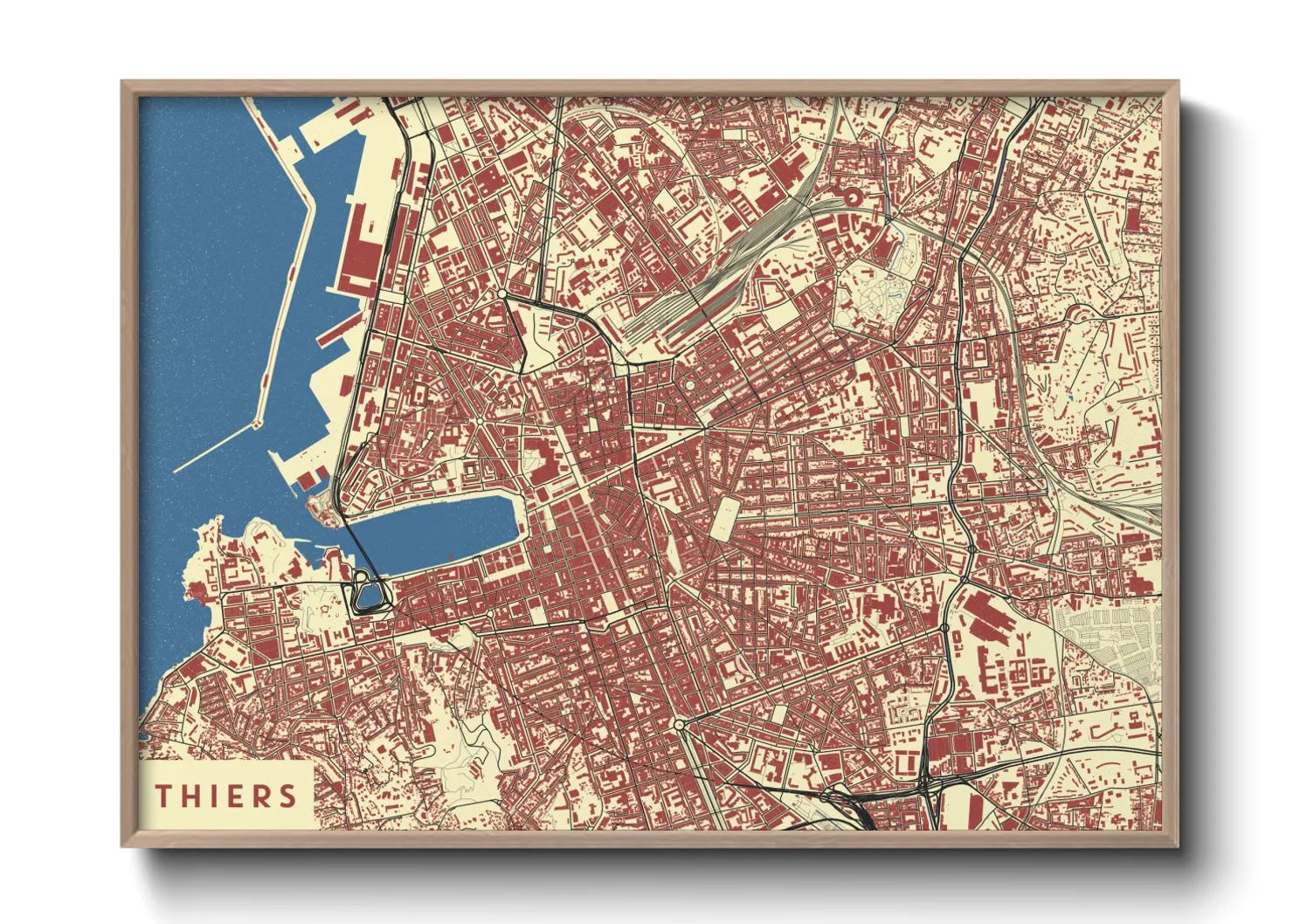 Une affiche de carte sur Thiers