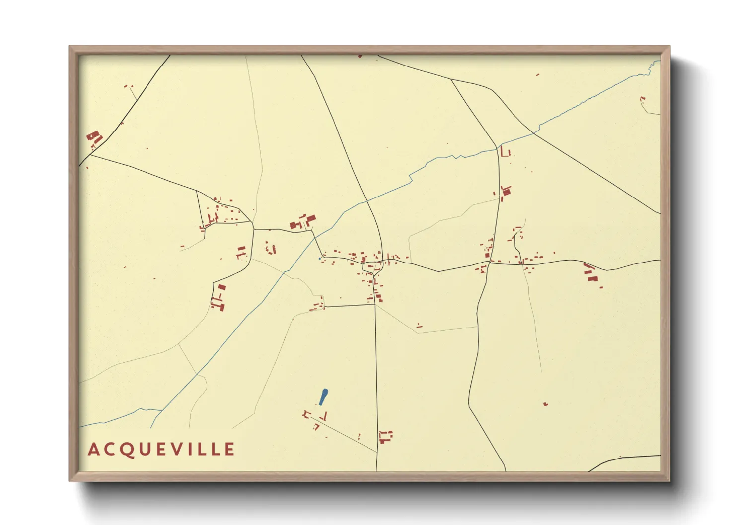 Une affiche de carte sur Acqueville