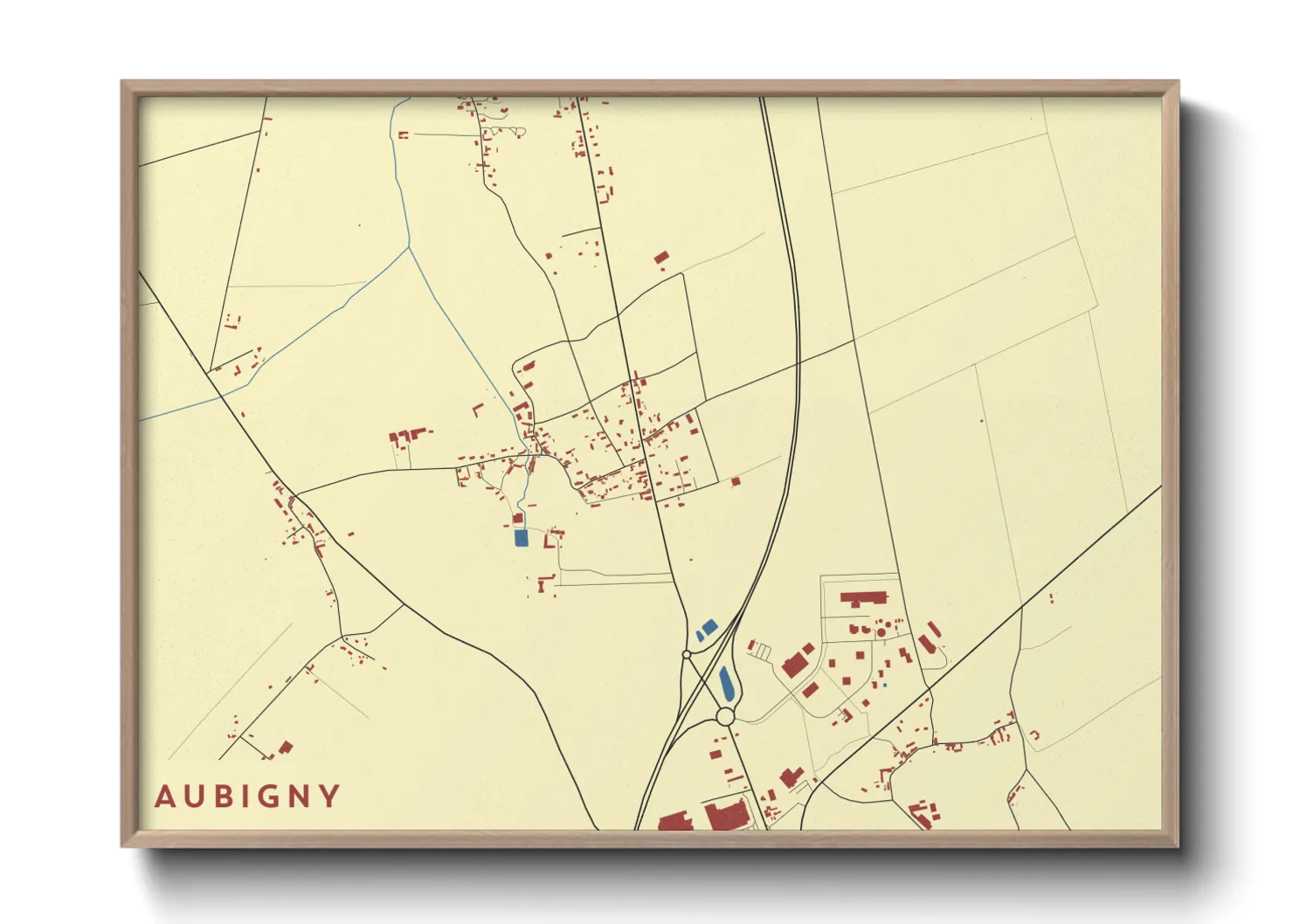 Une affiche de carte sur Aubigny