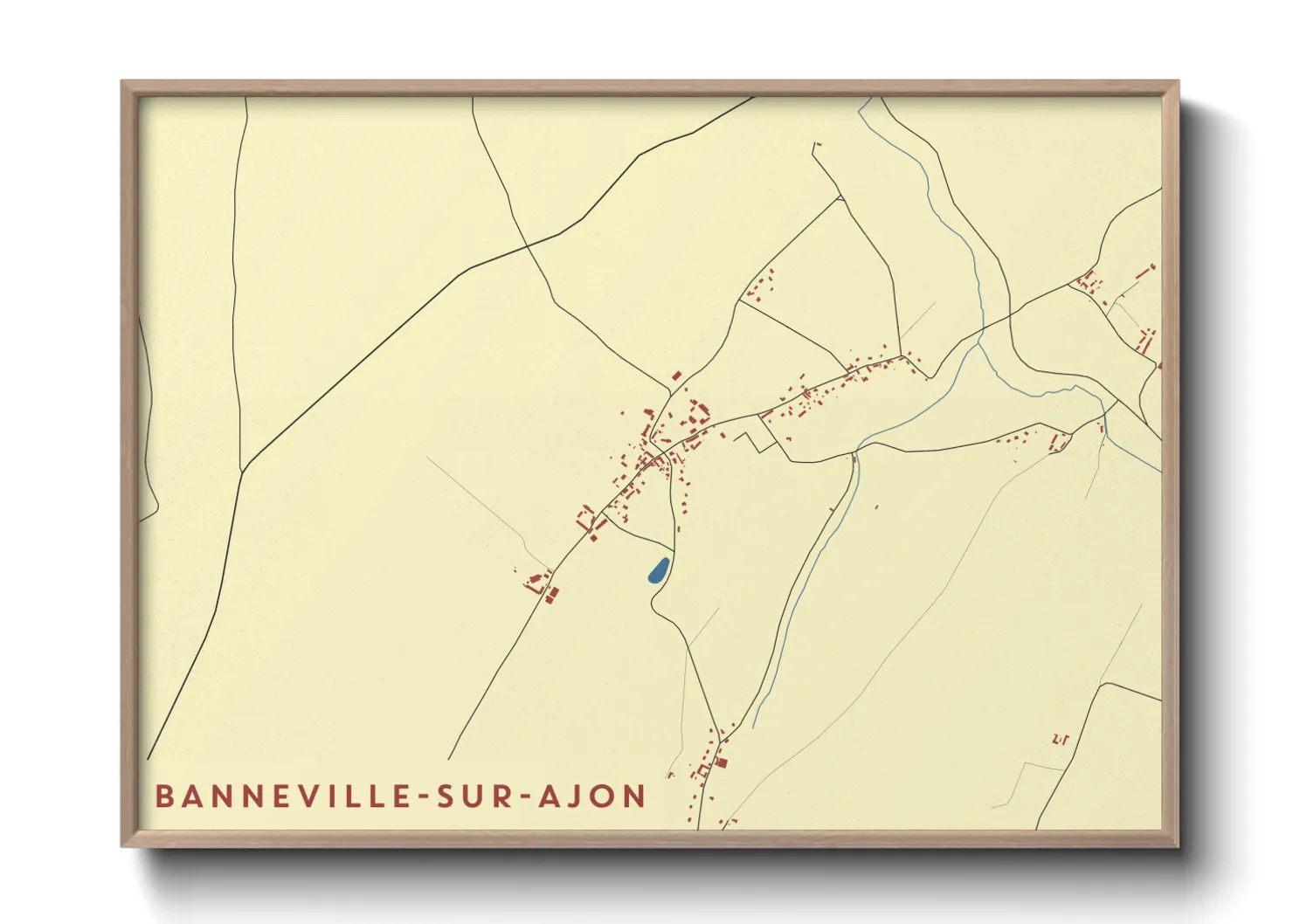 Une affiche de carte sur Banneville-sur-Ajon