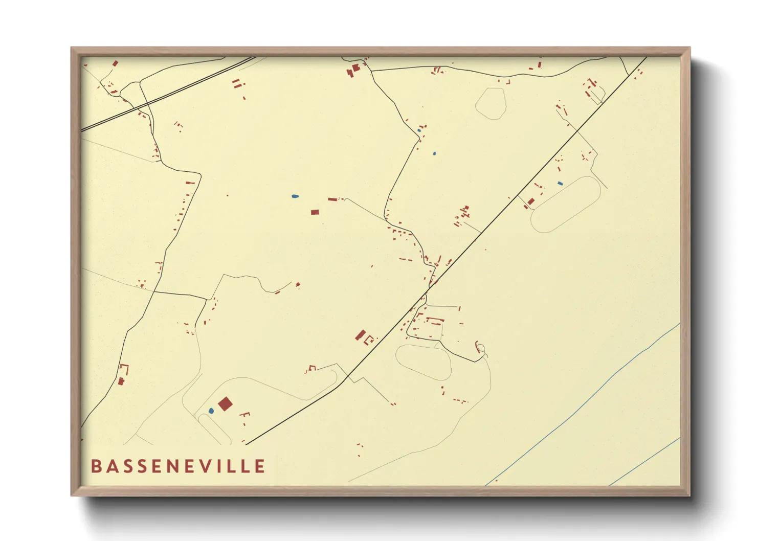 Une affiche de carte sur Basseneville