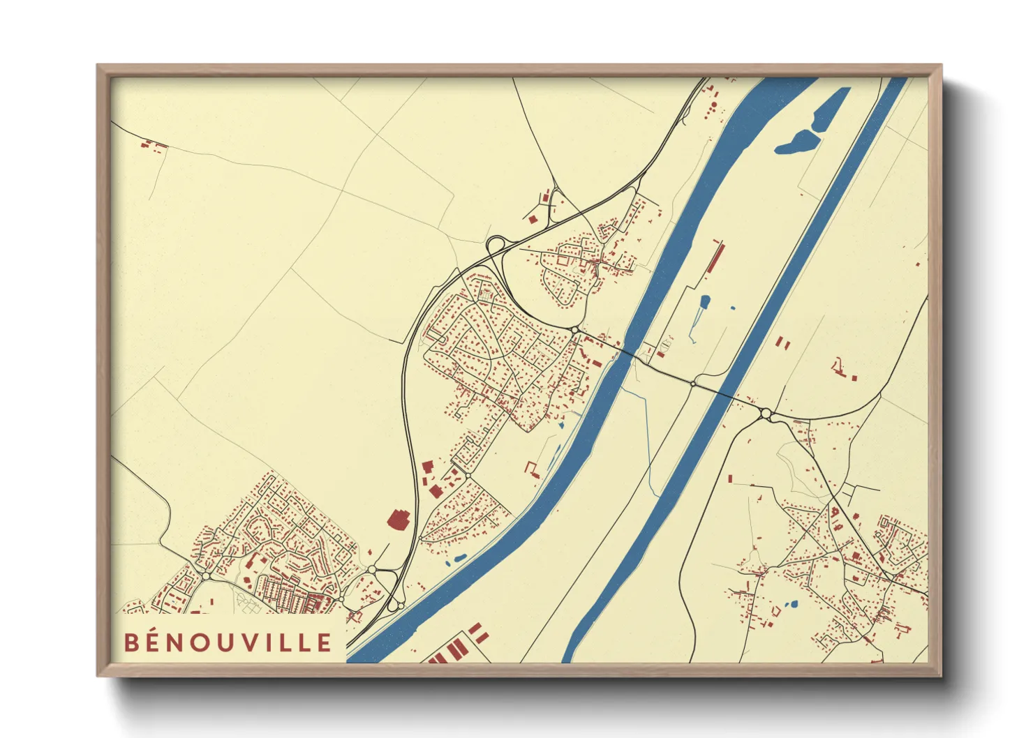 Une affiche de carte sur Bénouville