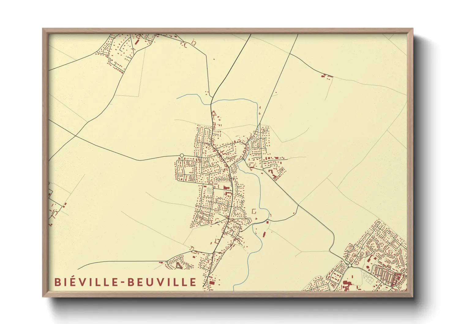 Une affiche de carte sur Biéville-Beuville