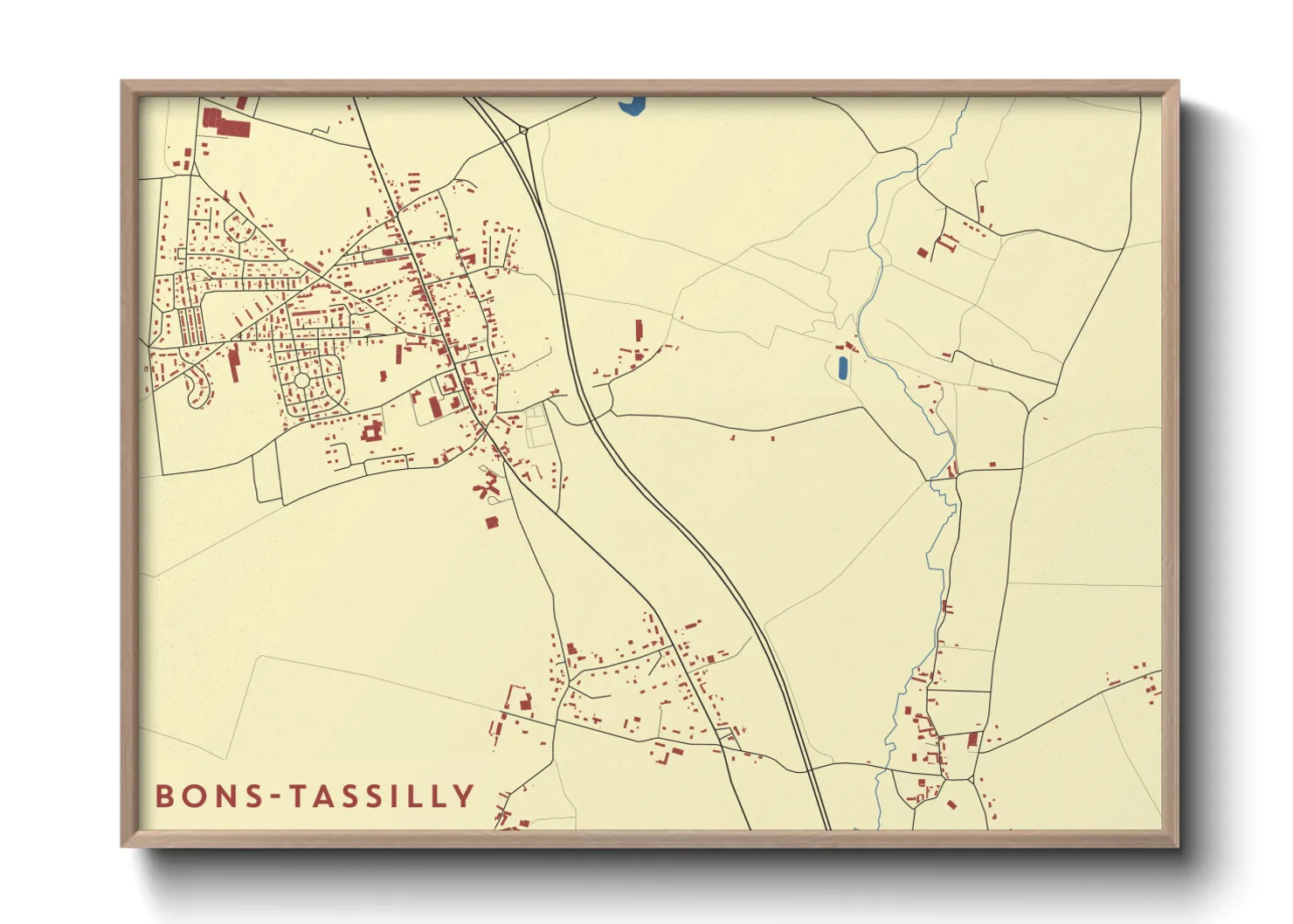 Une affiche de carte sur Bons-Tassilly