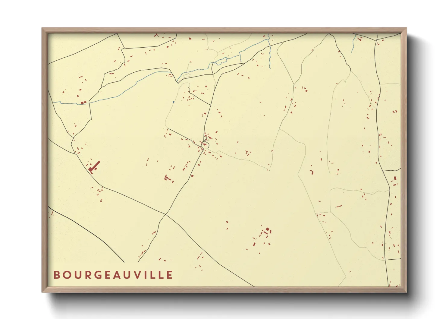 Une affiche de carte sur Bourgeauville