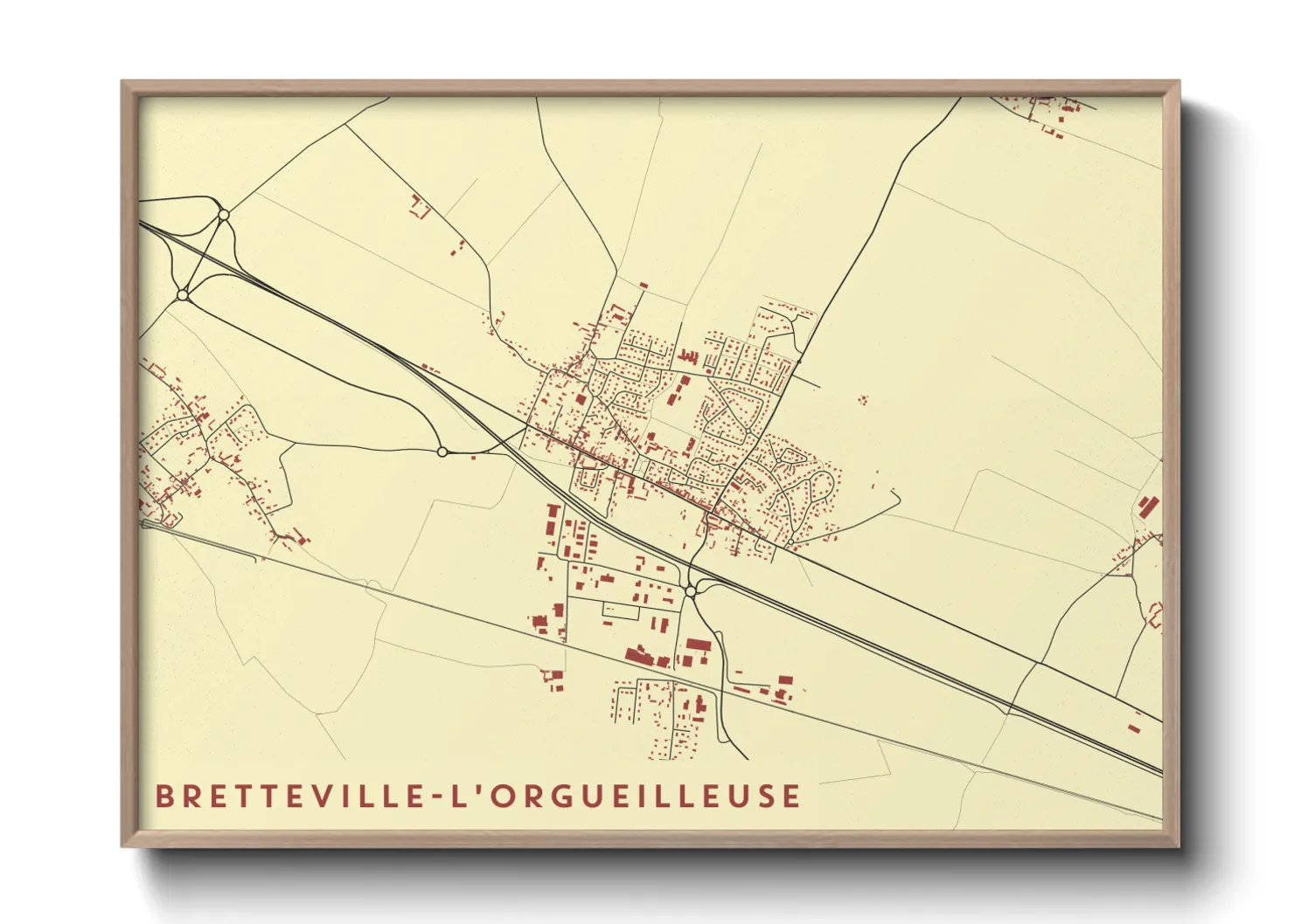Une affiche de carte sur Bretteville-l'Orgueilleuse